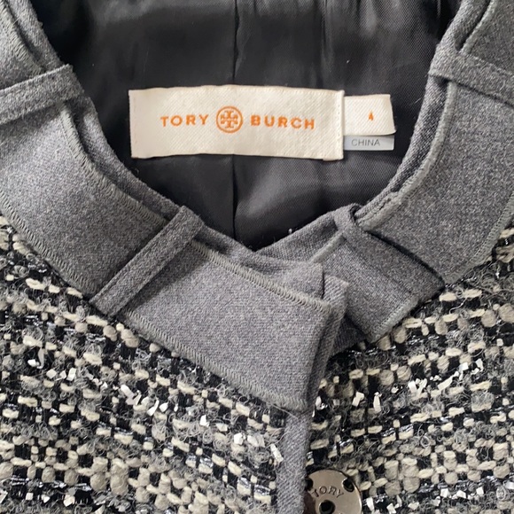 Grey boucle Tory Burch Bettina coat 4 - Picture 2 of 5